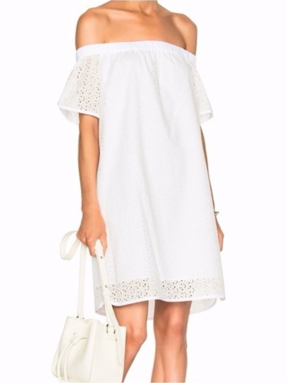 rag & bone Flavia White Off-Shoulder Eyelet Mini